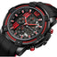 Modern Men's Black Quartz Sports Watch with Silicone Strap