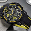 Modern Men's Black Quartz Sports Watch with Silicone Strap