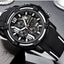 Modern Men's Black Quartz Sports Watch with Silicone Strap