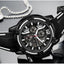 Modern Men's Black Quartz Sports Watch with Silicone Strap