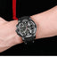 Modern Men's Black Quartz Sports Watch with Silicone Strap