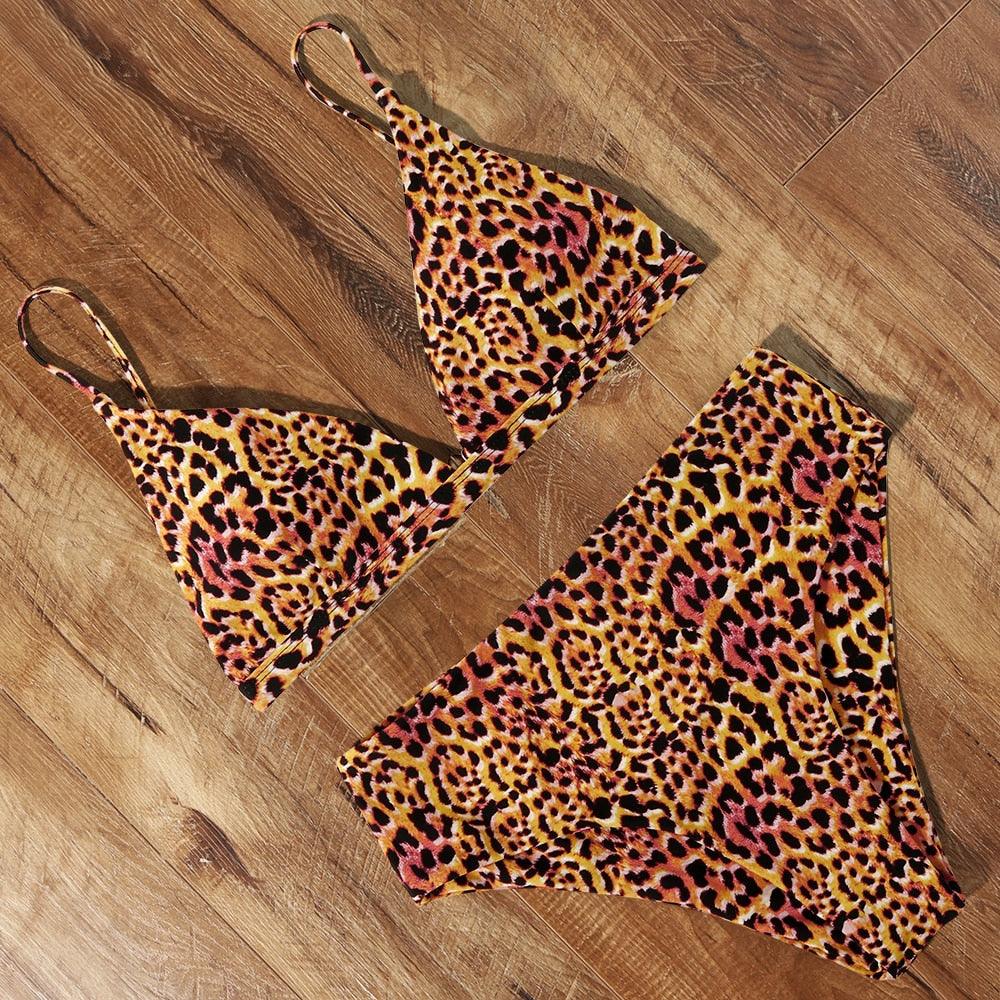 Conjunto de Bikini Elegante de Cintura Alta para Mujeres