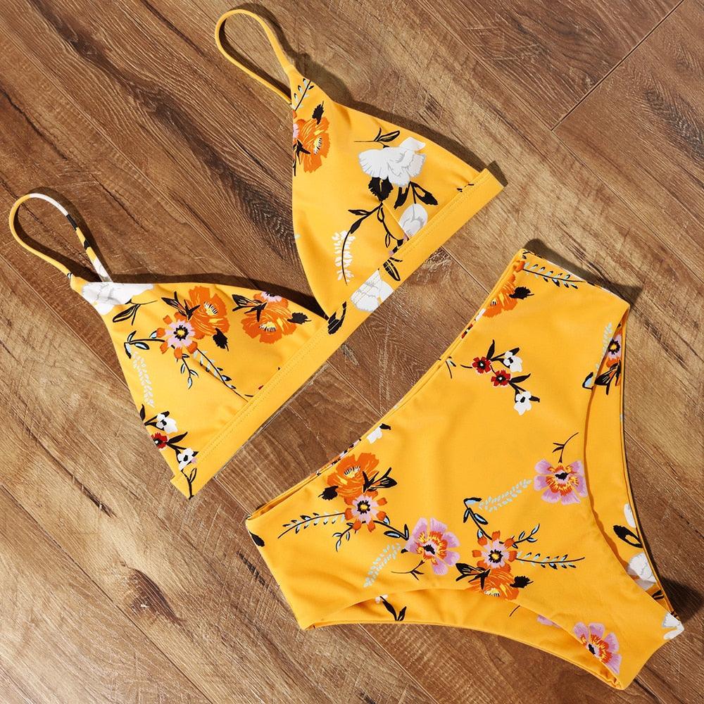 Conjunto de Bikini Elegante de Cintura Alta para Mujeres