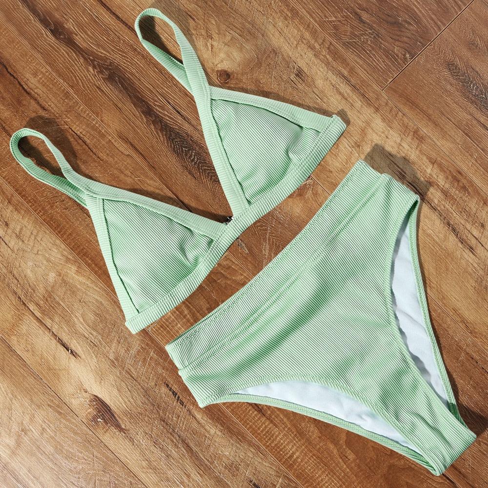 Conjunto de Bikini Elegante de Cintura Alta para Mujeres