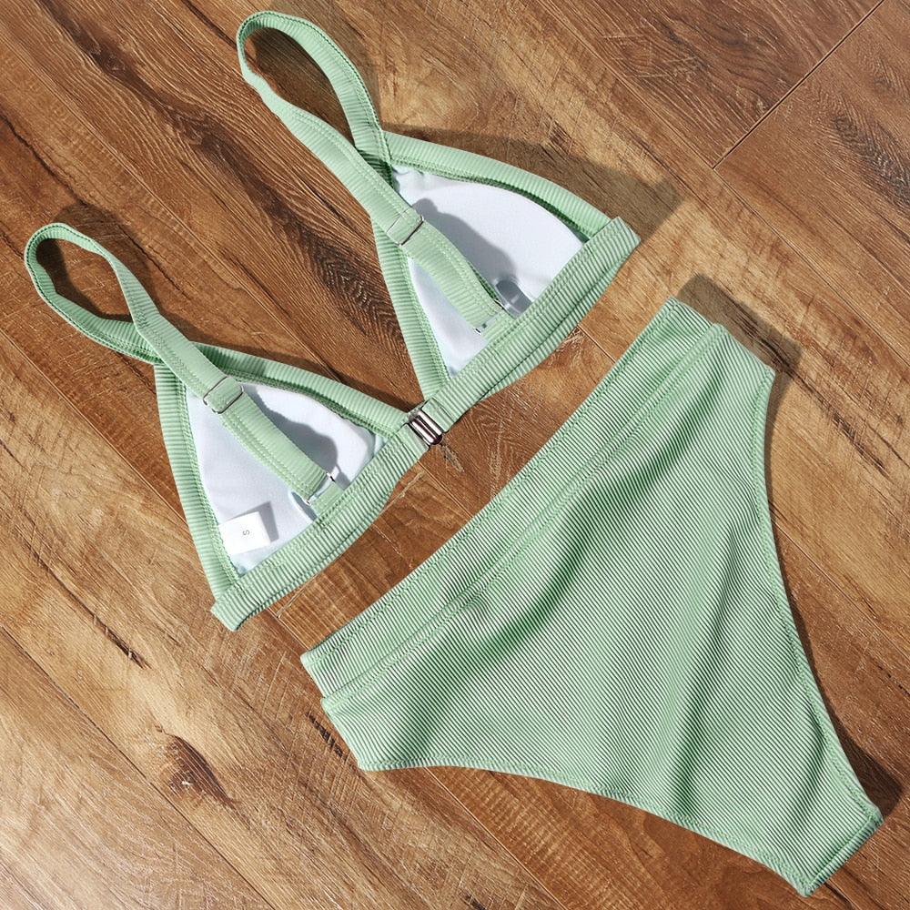 Conjunto de Bikini Elegante de Cintura Alta para Mujeres