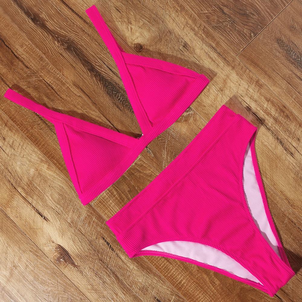 Conjunto de Bikini Elegante de Cintura Alta para Mujeres
