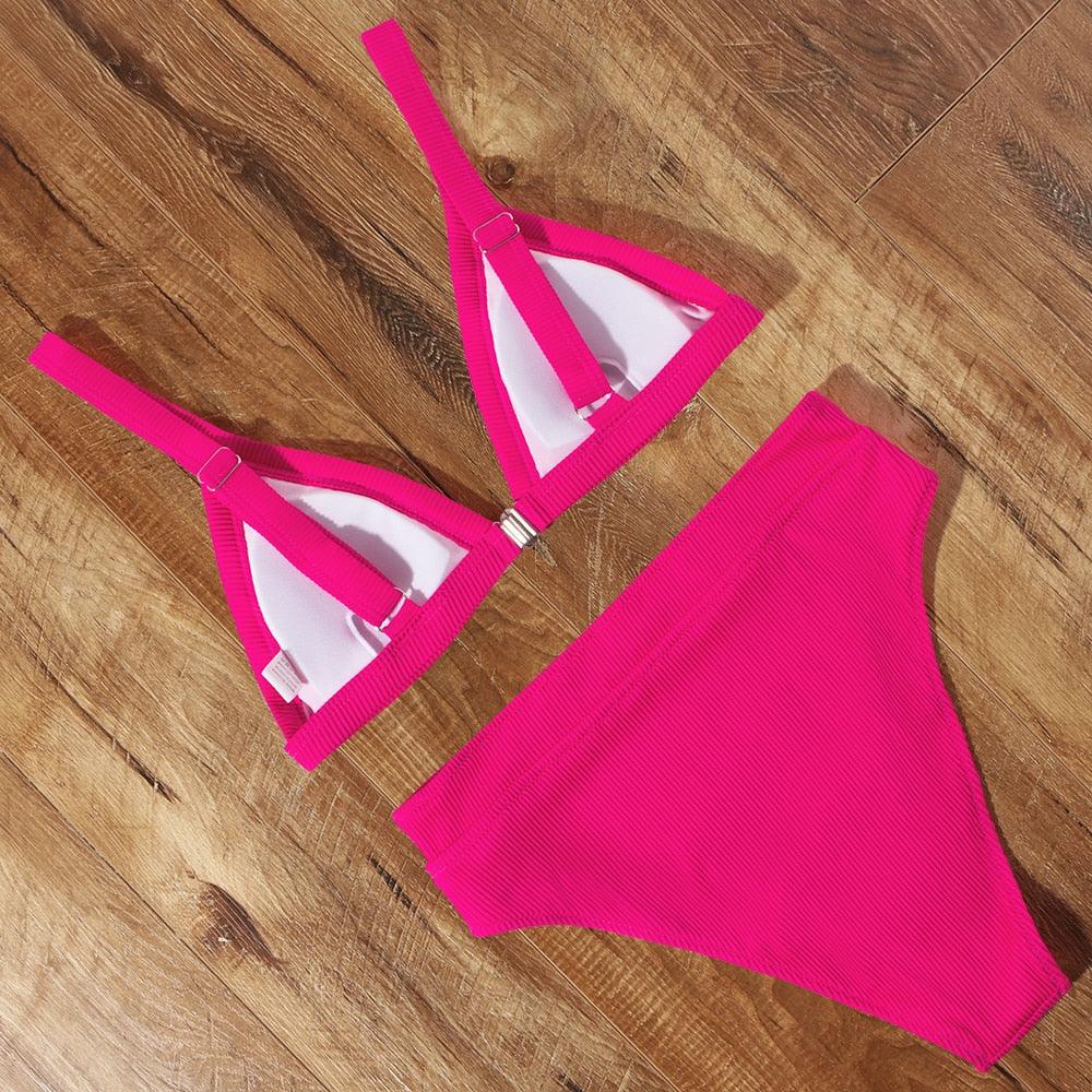 Conjunto de Bikini Elegante de Cintura Alta para Mujeres