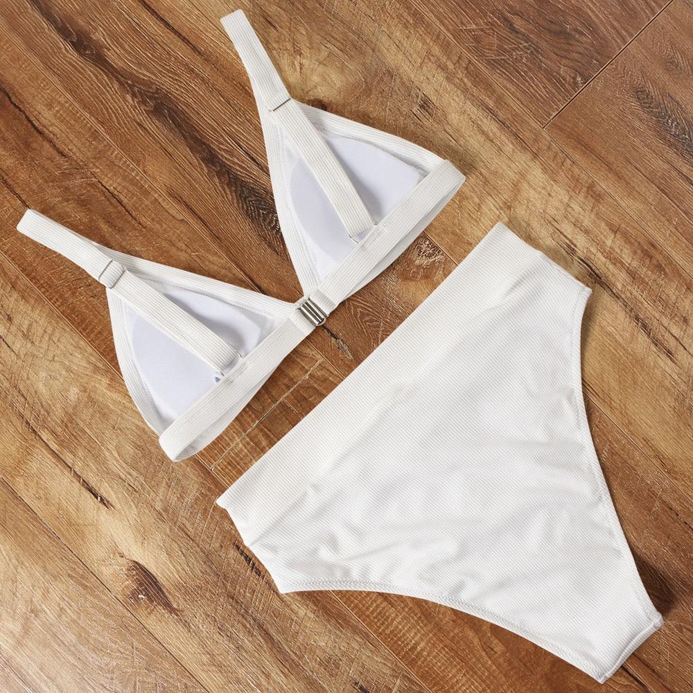 Conjunto de Bikini Elegante de Cintura Alta para Mujeres