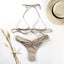 Vintage Print Handwork Bikini Set with Ruffles