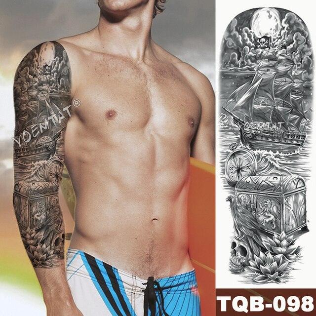 Manchette de Tatouage Temporaire Colorée de Luxe - Design Tigre et Renard