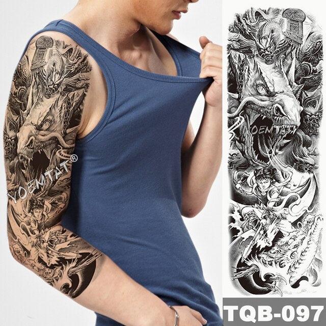Manchette de Tatouage Temporaire Colorée de Luxe - Design Tigre et Renard