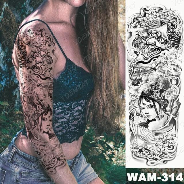 Manchette de Tatouage Temporaire Colorée de Luxe - Design Tigre et Renard