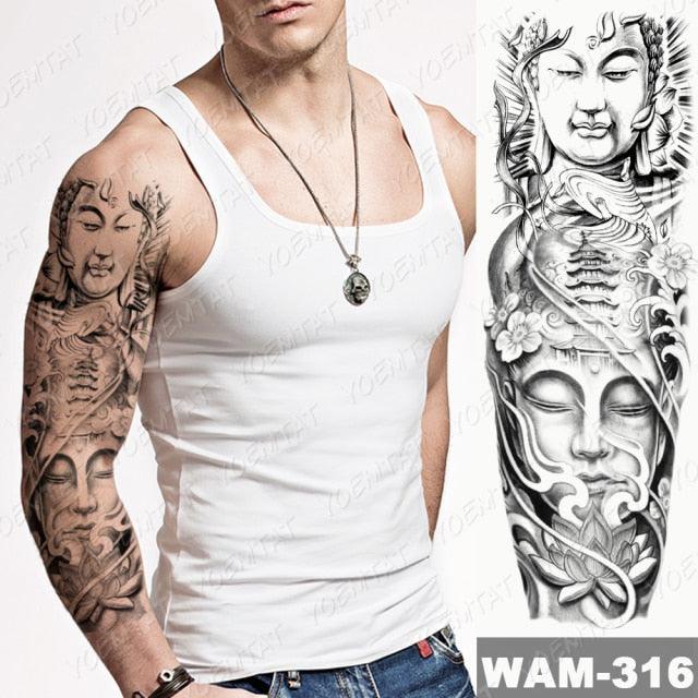 Manchette de Tatouage Temporaire Colorée de Luxe - Design Tigre et Renard