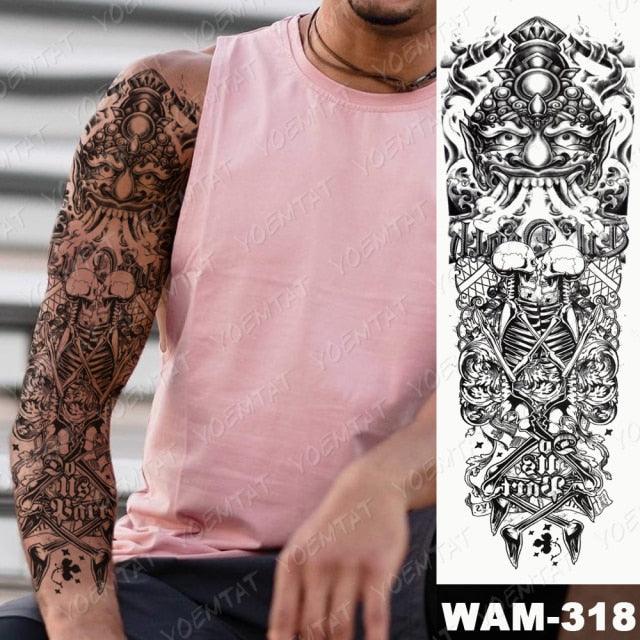 Manchette de Tatouage Temporaire Colorée de Luxe - Design Tigre et Renard