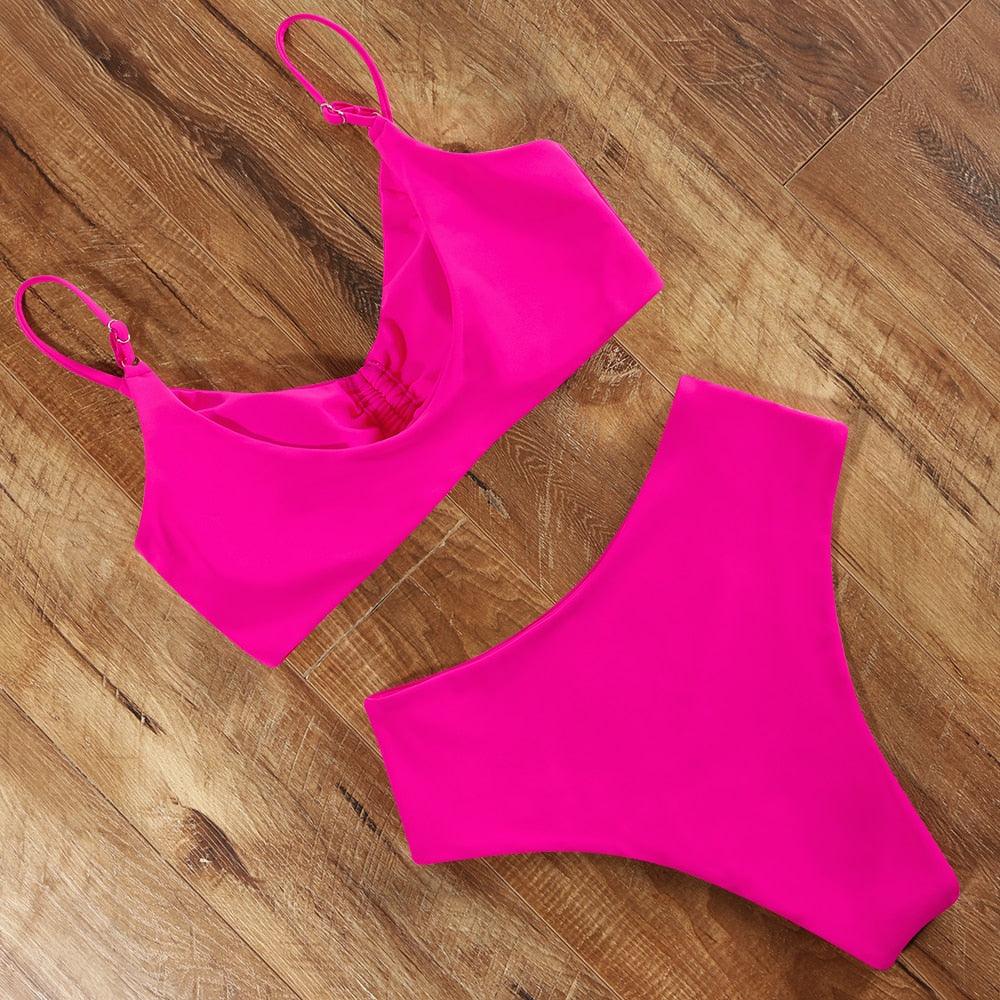 Ensemble de bikini à taille haute imprimé léopard pour femmes