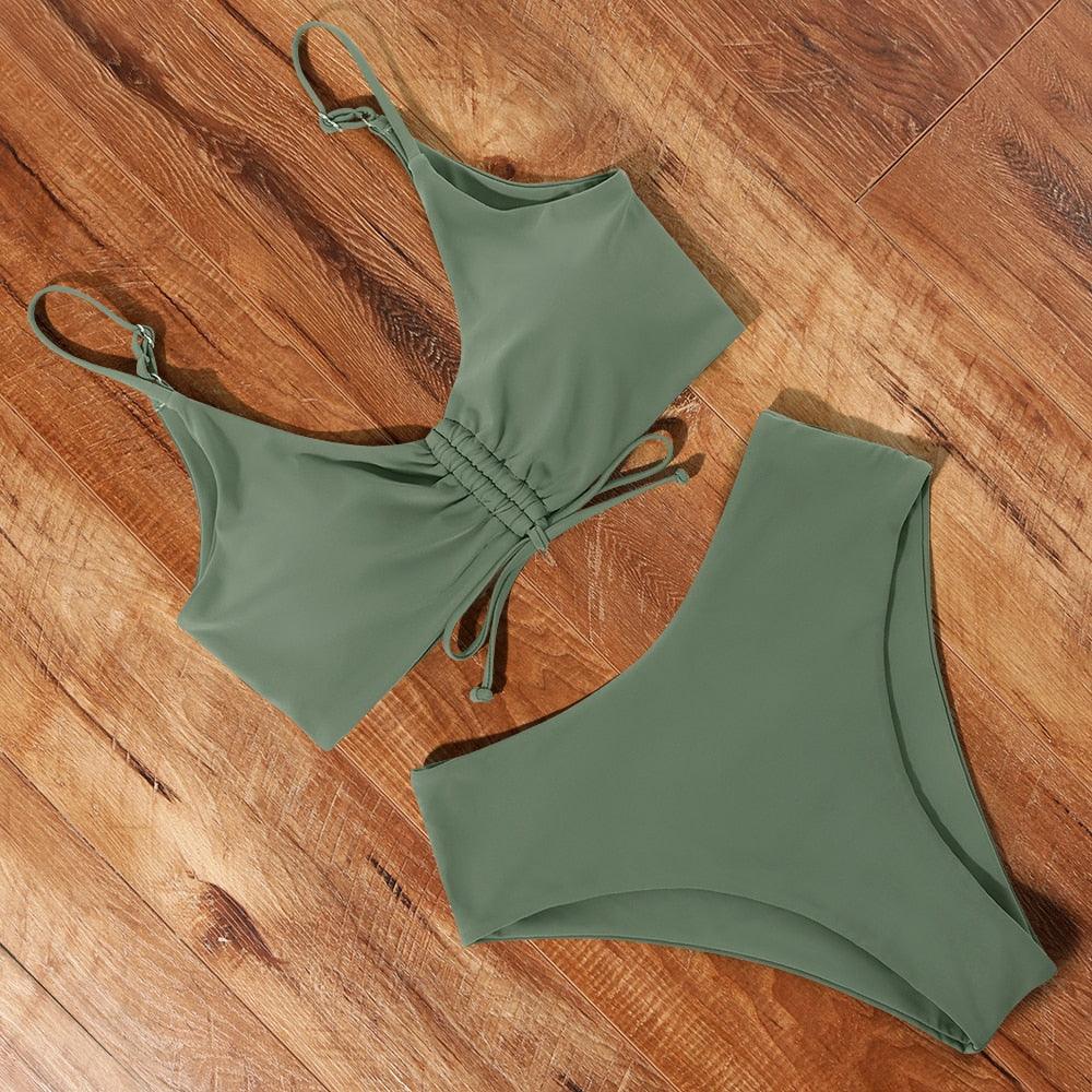 Ensemble de bikini à taille haute imprimé léopard pour femmes
