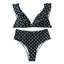 Bikini de Cintura Alta Vintage en Blanco y Negro para Mujeres