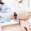 Montre à Quartz Rouge de Luxe pour Femme avec Bracelet en Cuir