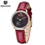 Montre à Quartz Rouge de Luxe pour Femme avec Bracelet en Cuir