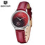 Montre à Quartz Rouge de Luxe pour Femme avec Bracelet en Cuir