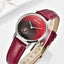 Montre à Quartz Rouge de Luxe pour Femme avec Bracelet en Cuir