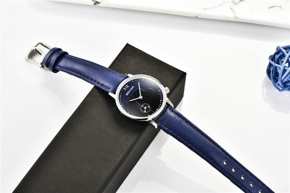 Montre à Quartz Rouge de Luxe pour Femme avec Bracelet en Cuir