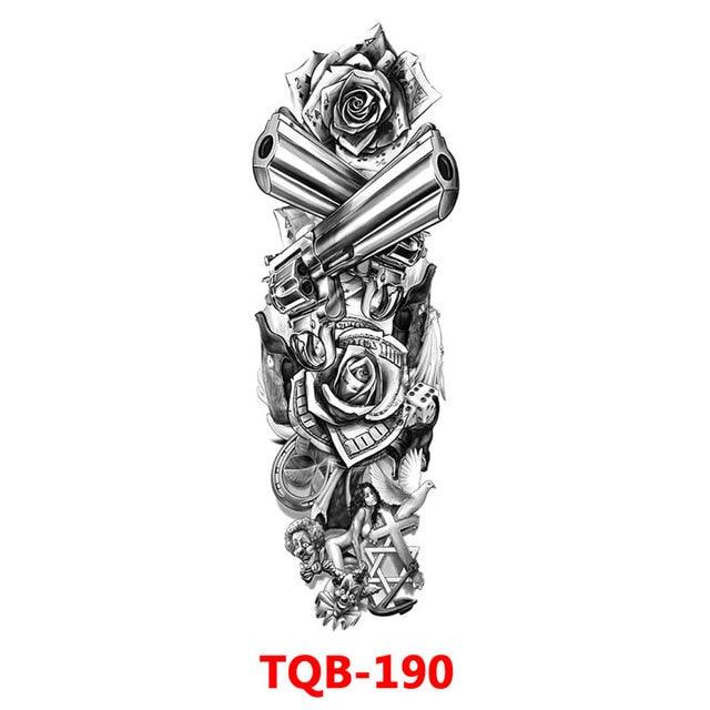 Grande manchette de tatouage temporaire dragon pleine armée - Art imperméable