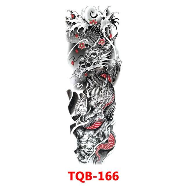 Grande manchette de tatouage temporaire dragon pleine armée - Art imperméable