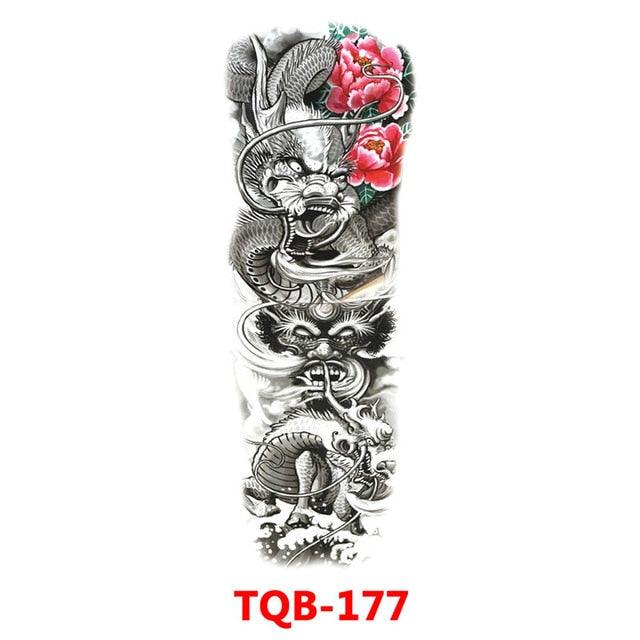 Grande manchette de tatouage temporaire dragon pleine armée - Art imperméable