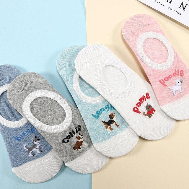 Ensemble de 5 Paires de Chaussettes Animaux Harajuku pour Femmes
