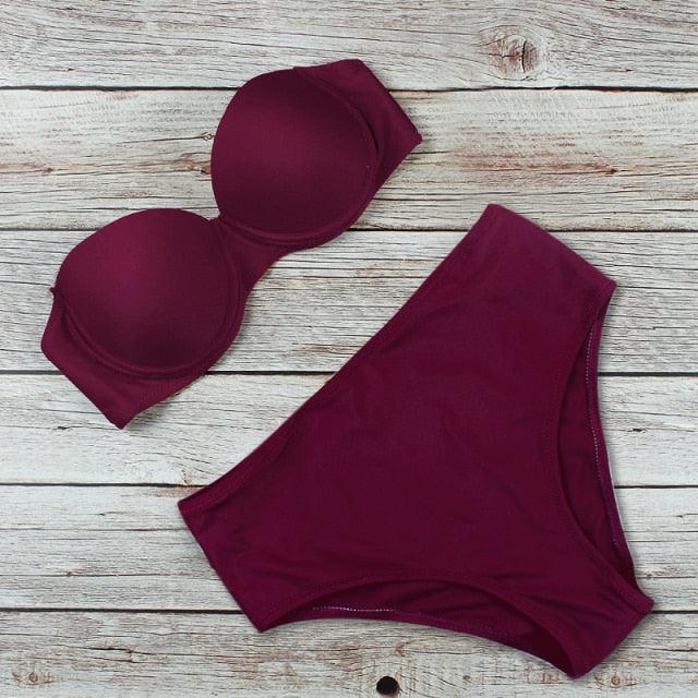 Ensemble de Bikini Push-Up Premium pour Femmes - Maillot de Bain Taille Haute