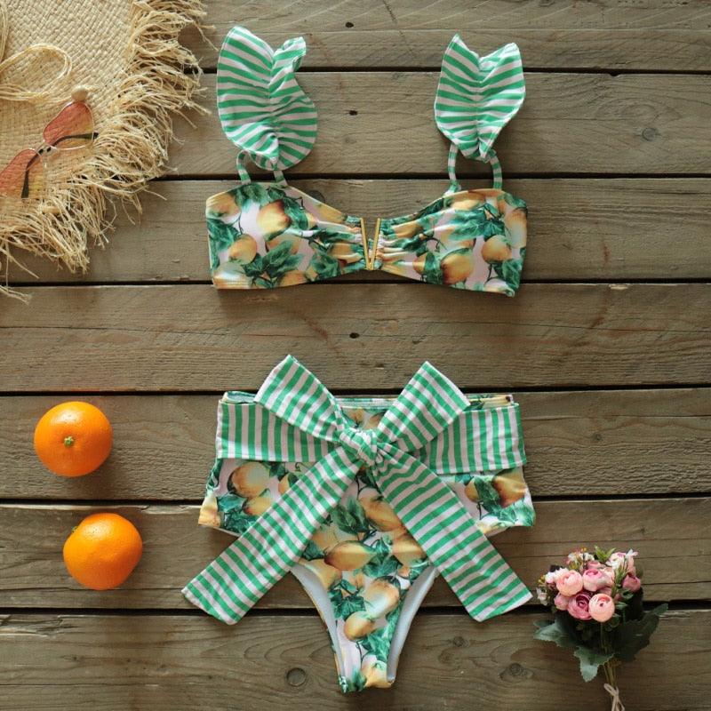 Ensemble de bikini à volants élégant en deux pièces pour femmes
