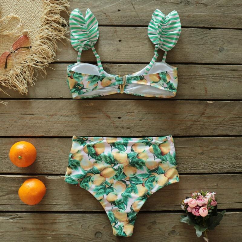 Ensemble de bikini à volants élégant en deux pièces pour femmes