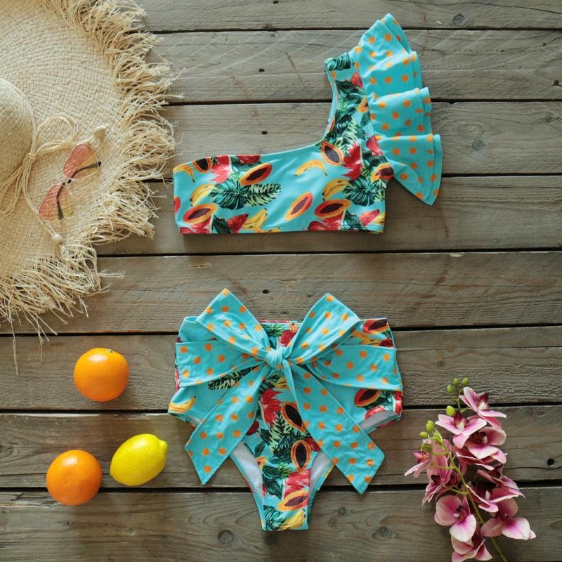 Ensemble de bikini à volants élégant en deux pièces pour femmes