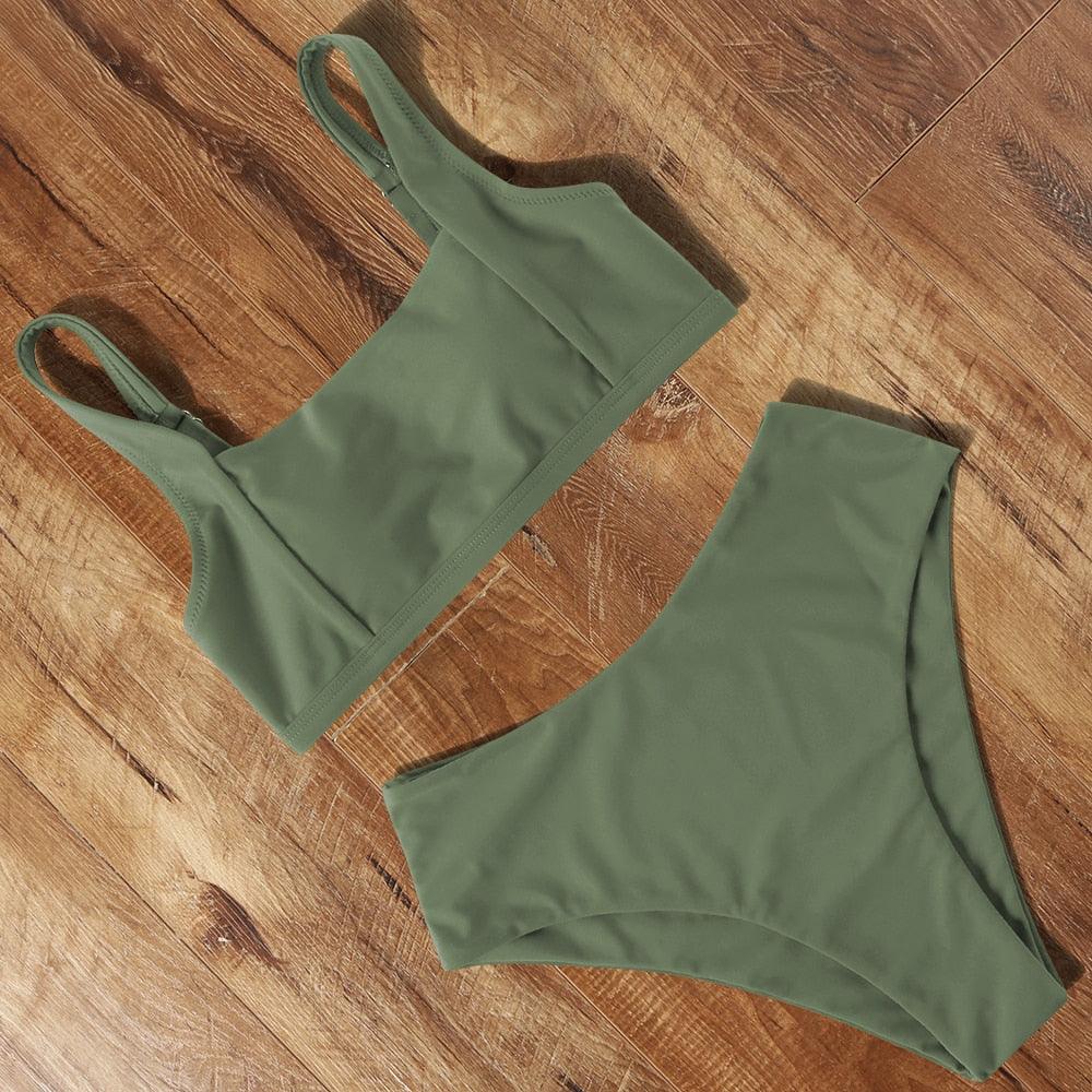 Ensemble de bikini à taille haute imprimé léopard pour femmes