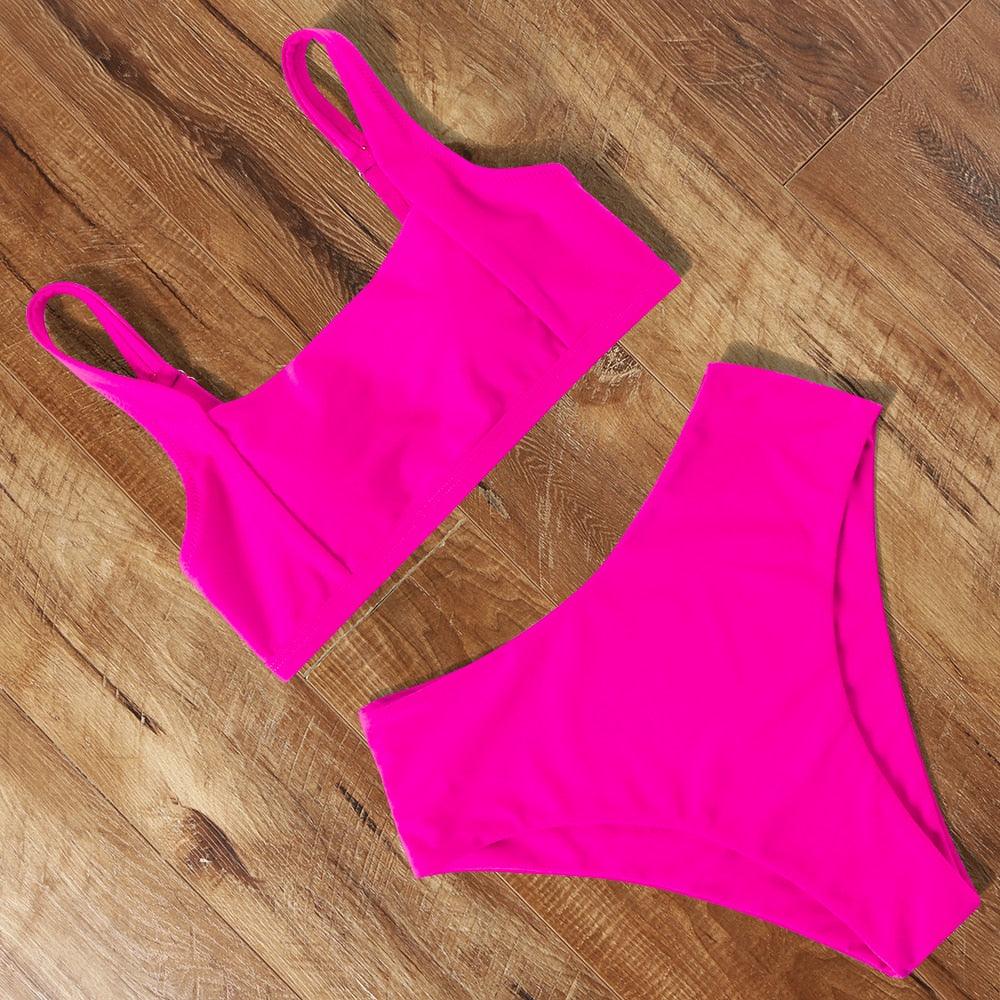 Ensemble de bikini à taille haute imprimé léopard pour femmes