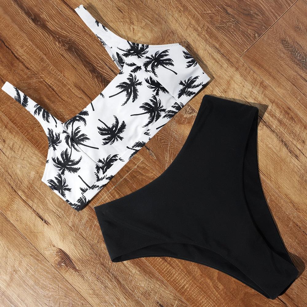 Ensemble de bikini à taille haute imprimé léopard pour femmes