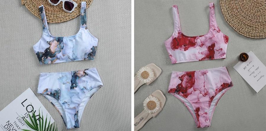 Ensemble de bikini à taille haute imprimé léopard pour femmes