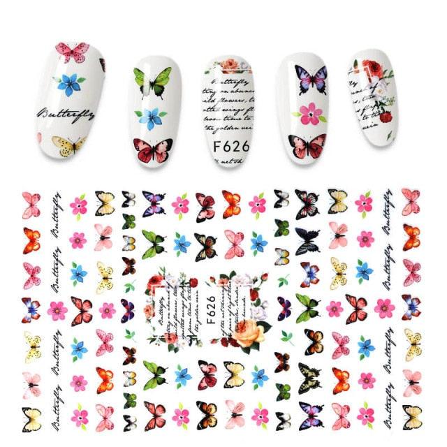 Calcomanías de Arte de Uñas 3D - Letras en Inglés y Diseños de Corazón