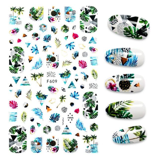 Calcomanías de Arte de Uñas 3D - Letras en Inglés y Diseños de Corazón