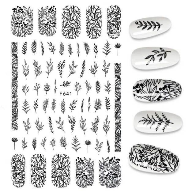 Calcomanías de Arte de Uñas 3D - Letras en Inglés y Diseños de Corazón