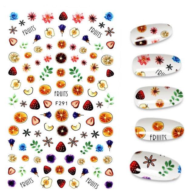 Calcomanías de Arte de Uñas 3D - Letras en Inglés y Diseños de Corazón