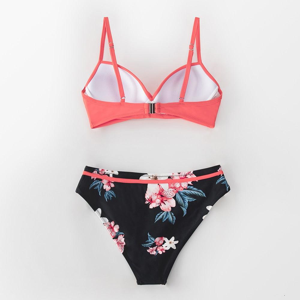 Floral Push-Up Bikini Set for Women - Stylish Two-Piece Swimwear - Korvel