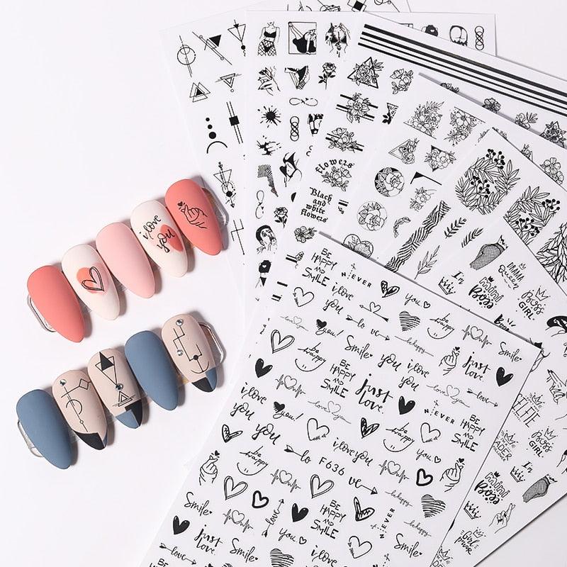 Calcomanías de Uñas 3D en Forma de Amor del Alfabeto para Arte de Uñas Creativo