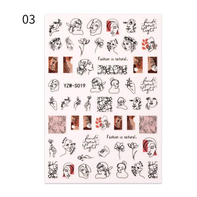 Calcomanías de Uñas 3D en Forma de Amor del Alfabeto para Arte de Uñas Creativo