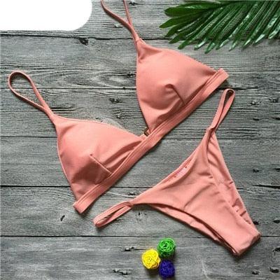 Ensemble de bikini push-up uni pour femmes