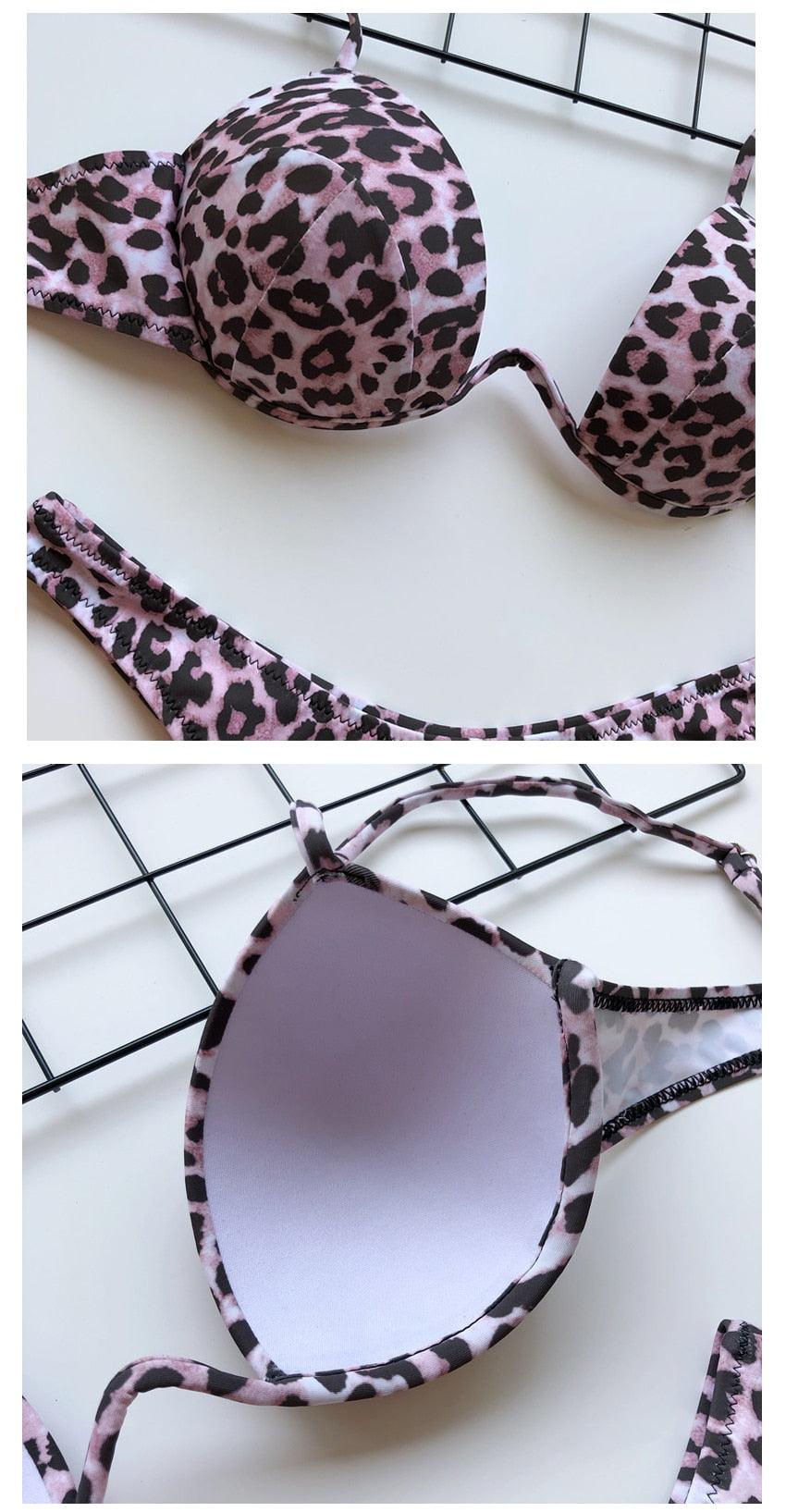 High Waist Leopard Print Bikini Set for Women