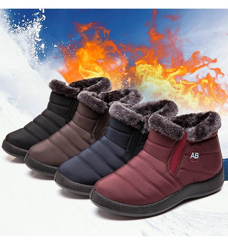 Stylish Women's Waterproof Winter Boots - Lightweight Ankle Design with Fur Lining - Korvel