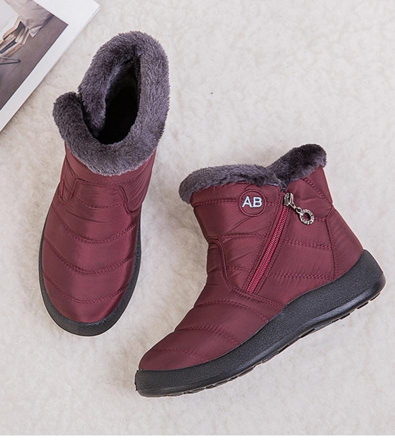Stylish Women's Waterproof Winter Boots - Lightweight Ankle Design with Fur Lining - Korvel