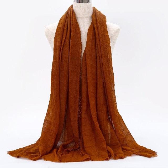 Lightweight Solid Scarf - Premium Cotton Linen Wrap for Women